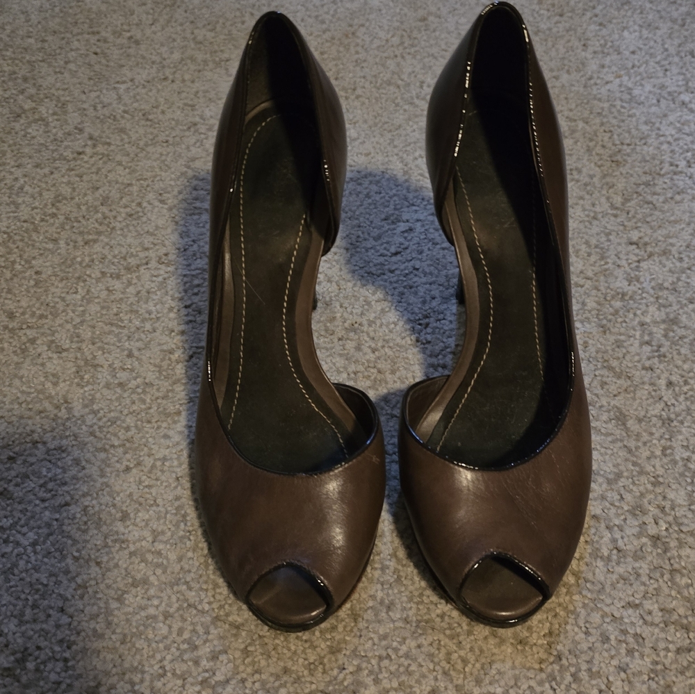 Lauren Ralph Lauren Brown Peep-Toe Heels